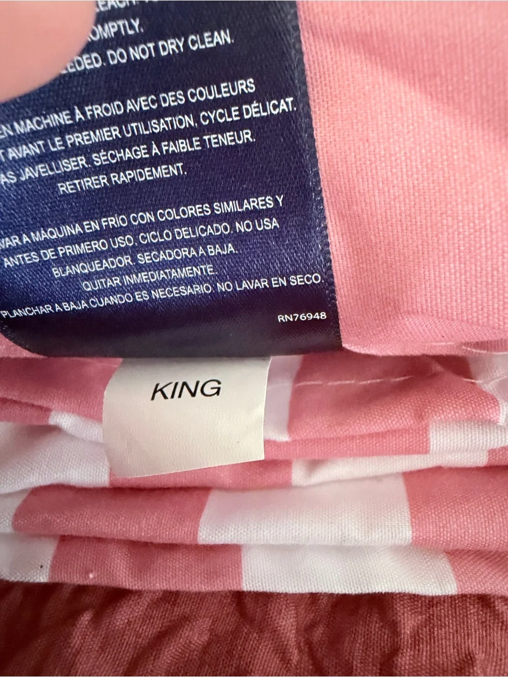 Nautica Pink & White Striped King Size Sheet Set